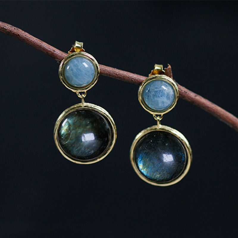 Gold Plated Sterling Silver Labradorite Drop Earring