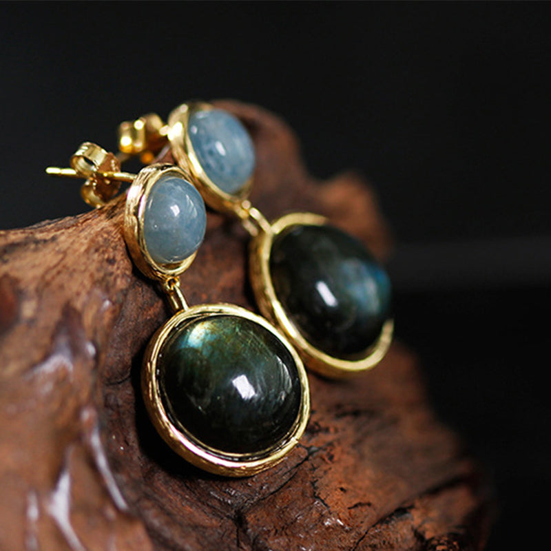 Gold Plated Sterling Silver Labradorite Drop Earring