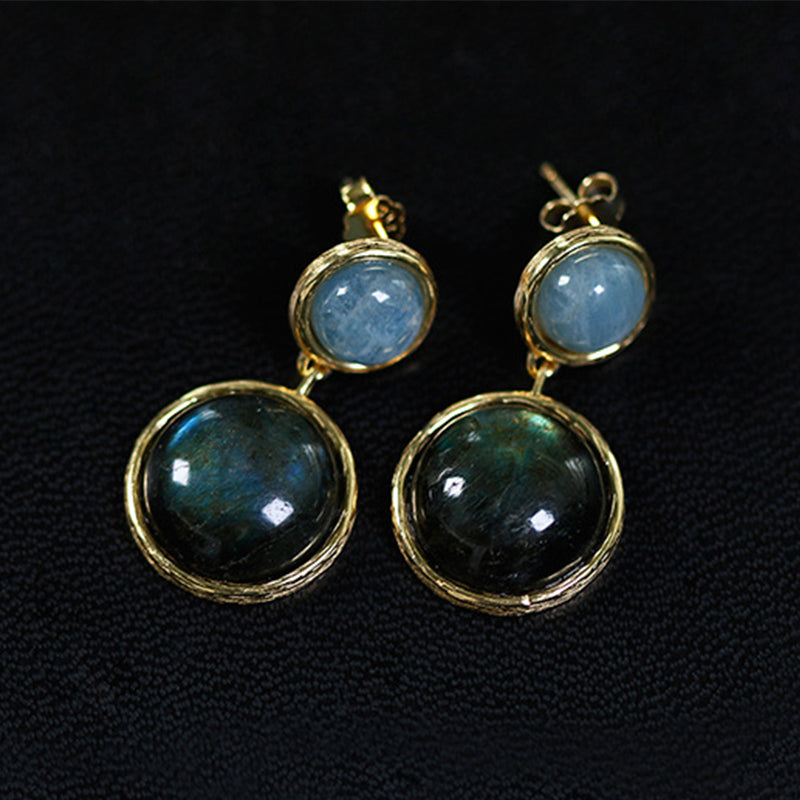 Gold Plated Sterling Silver Labradorite Drop Earring