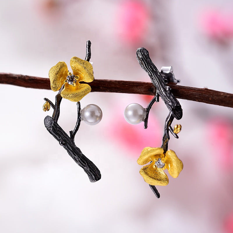 Ema Tree Branch Handmade Zircon Drop Earrings