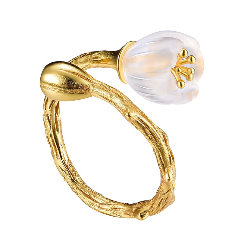 18k gold-plated 925 Orchid Flower Ring