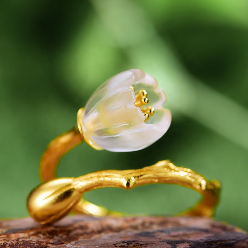 18k gold-plated 925 Orchid Flower Ring