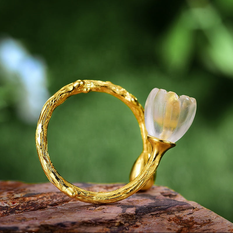 18k gold-plated 925 Orchid Flower Ring