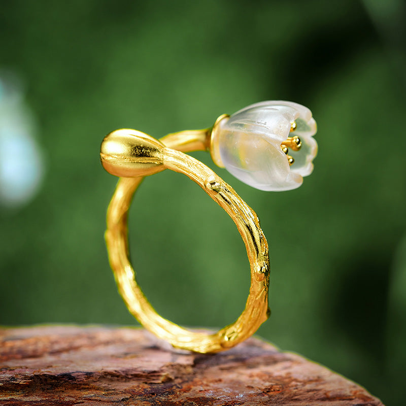 18k gold-plated 925 Orchid Flower Ring