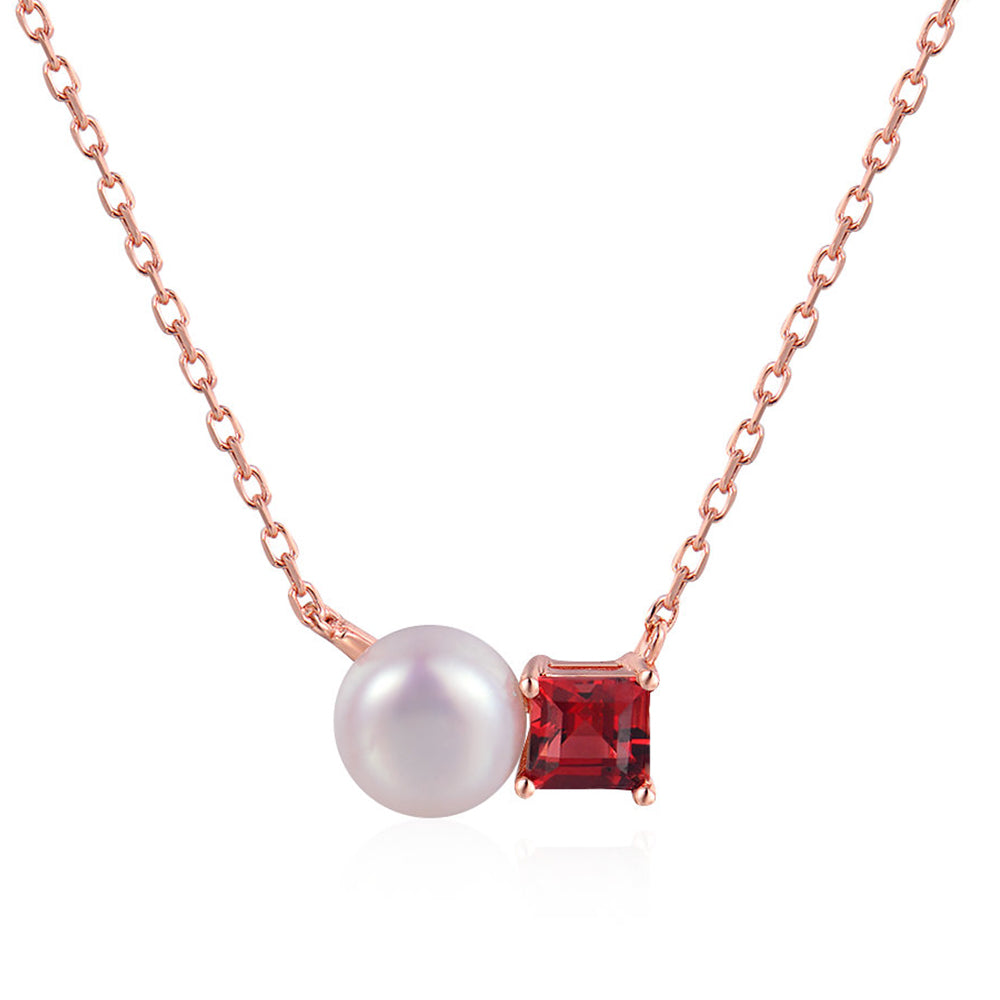 Indi Classic Pearl & Garnet Necklace