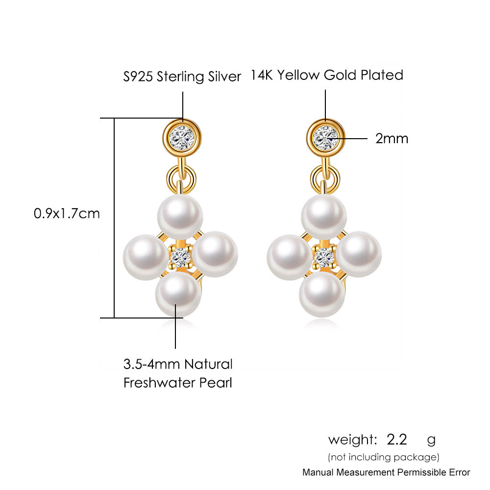 14K Yellow Gold-Plated Sterling Silver Freshwater Pearl Drop Earring