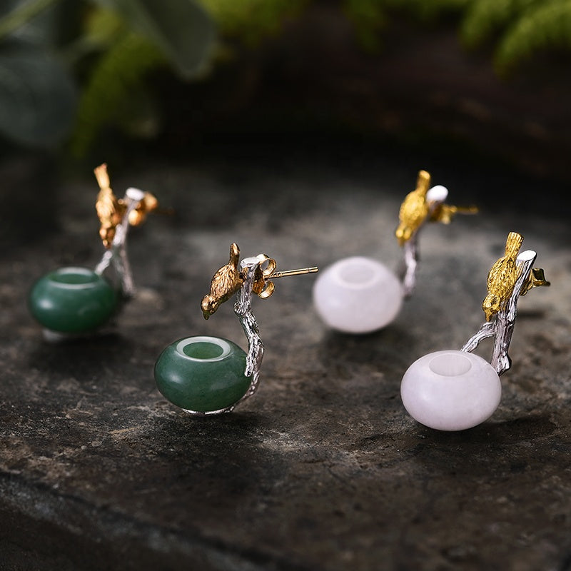 18K Gold plated 925 Sterling Silver Aventurine Earrings