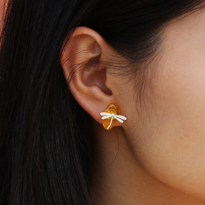 Dina Dragonfly Amber Stud Earrings