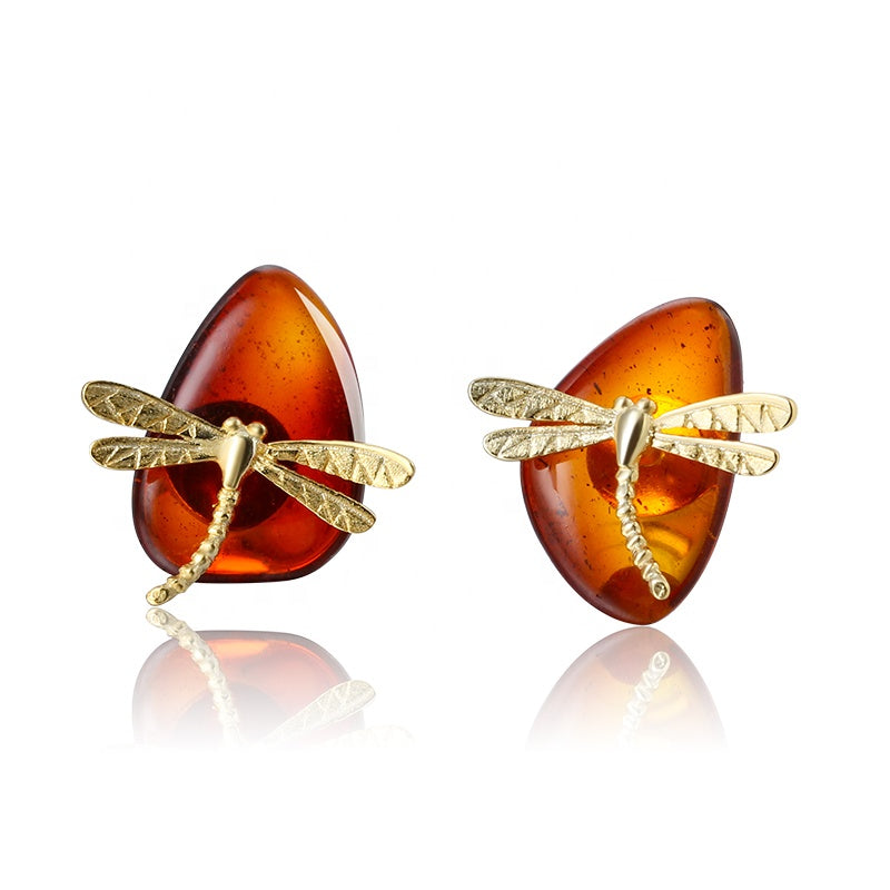 Dina Dragonfly Amber Stud Earrings