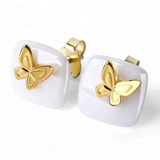 Gina Butterfly Ceramic Stud Earring