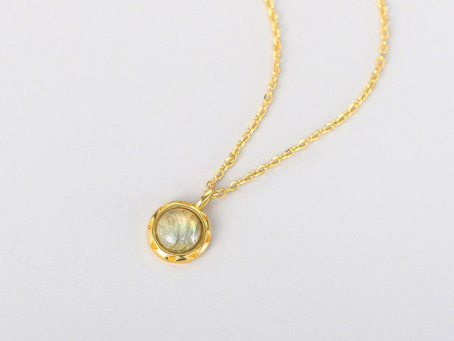 14K Yellow Gold-Plated Sterling Silver Round Labradorite Jewelry Set