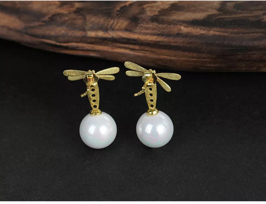 18k Gold-Plated Mother of Pearl Drop Earring